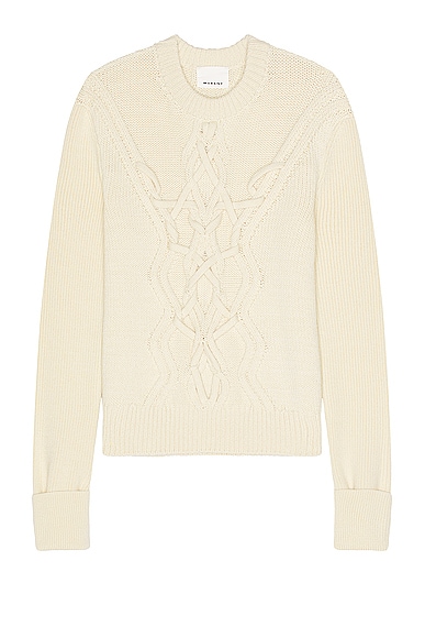 Isabel Marant Tristan Crafty Cable Knit Sweater in Ecru
