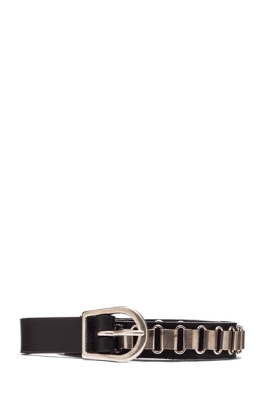 Isabel Marant Memphis Calfskin Leather Belt in Black & Silver | FWRD