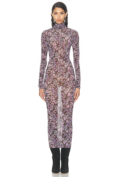 代引き人気 Gaultier Paul Jean Printed Neck High Sleeve Long Soleil ワンピース