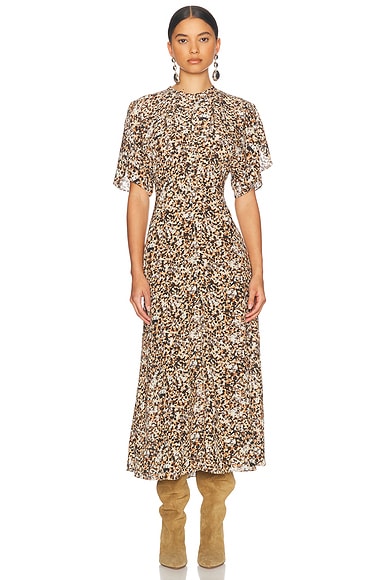 Zimmermann Melody Shirred Waist Dress in Leopard FWRD