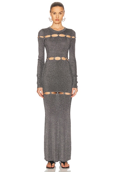 Elmire Dress in Silver & Black