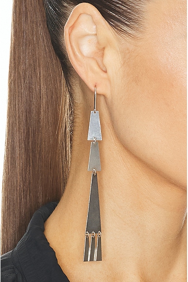 Shop Isabel Marant Boucle D'oreill Dangle Traingle Earrings In Silver