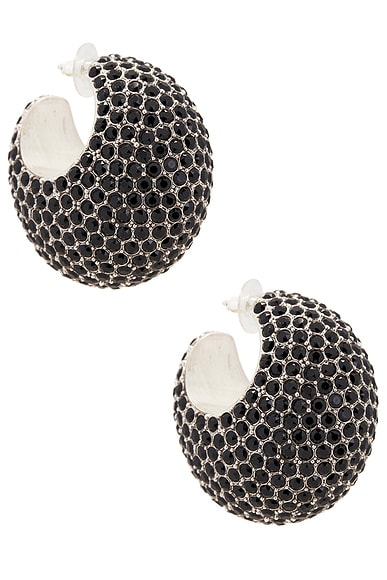 Isabel Marant Boucle D'oreill Rhinestone Earrings in Black & Silver