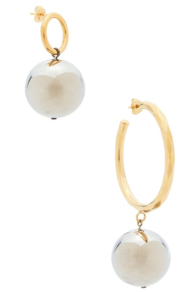 Isabel Marant Asymmetric Hoop Earrings in Dore & Silver