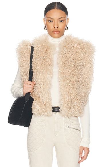 Helmut Lang Shawl Collar Faux Fur Jacket in Chalk Cream FWRD