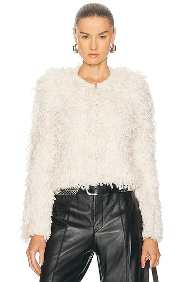 Isabel Marant Fedra Furry Jacket in Ecru