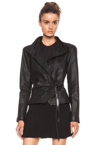 Isabel Marant Barney Leather Jacket in Black | FWRD