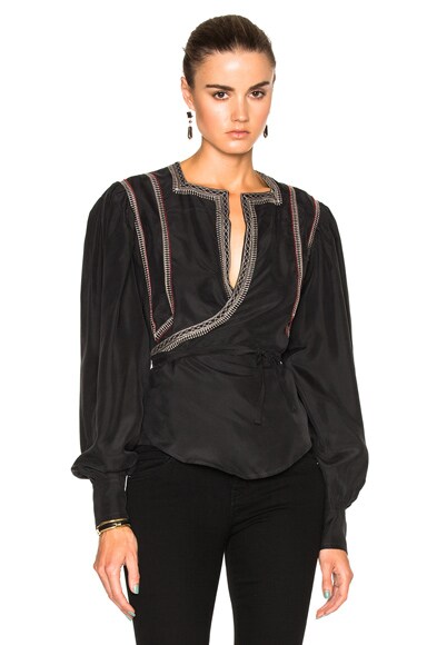 Isabel Marant Lisa Jailsalmer Silk Blouse in Black | FWRD