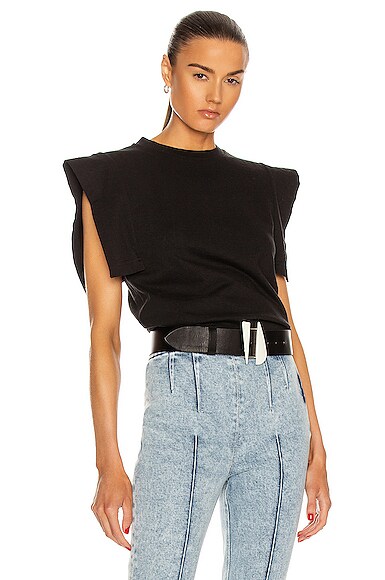 Isabel Marant Zelitos Pleated Cotton-jersey T-shirt In Black