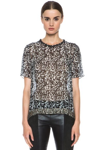 Isabel Marant Owen Silk Georgette Leopard Top in Black | FWRD