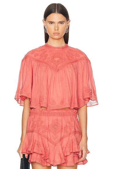 Shop Isabel Marant Elodia Blouse In Shell Pink