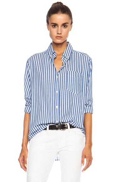 R U S S Eddie Wallet Blue Russ marant eddie striped cotton shirt in blue fwrd R U S S Eddie Wallet Blue Russ marant eddie striped cotton shirt in blue fwrd
