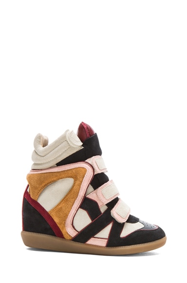 Isabel Marant Wila Over Basket Calfskin Velvet Leather Sneakers in ...