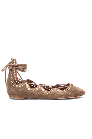 Leo Eyelet Velvet Flats