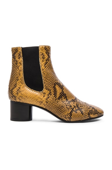 Isabel Marant Danae Printed Python Booties in Amber Gold FWRD