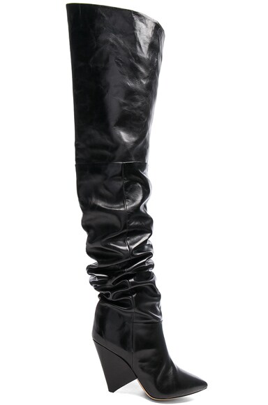 Lostynn Leather Thigh High Boots