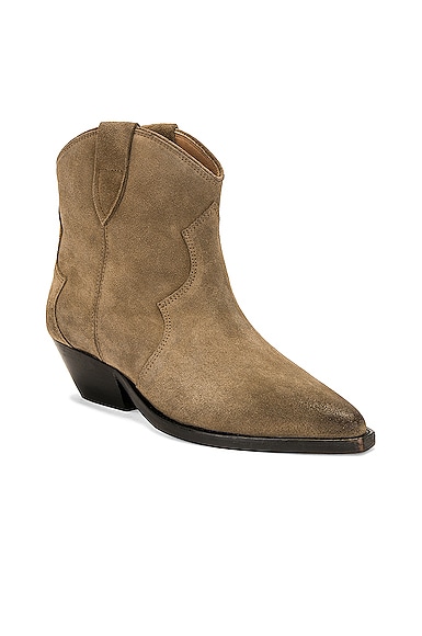 Shop Isabel Marant Dewina Washed Iconic Boot In Taupe