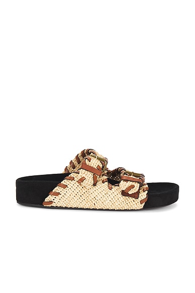 Isabel Marant Lennyo Sandal in Natural & Cognac