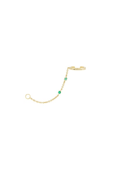 Emerald Loop Chain Ear Cuff
