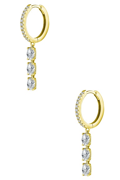 ISA GRUTMAN Huggie Diamond Oval Drop Earrings in Yellow Gold
