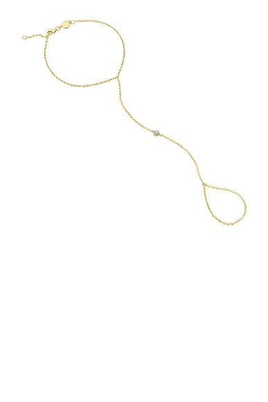 ISA GRUTMAN Diamond Bezel Hand Chain Bracelet in Yellow Gold
