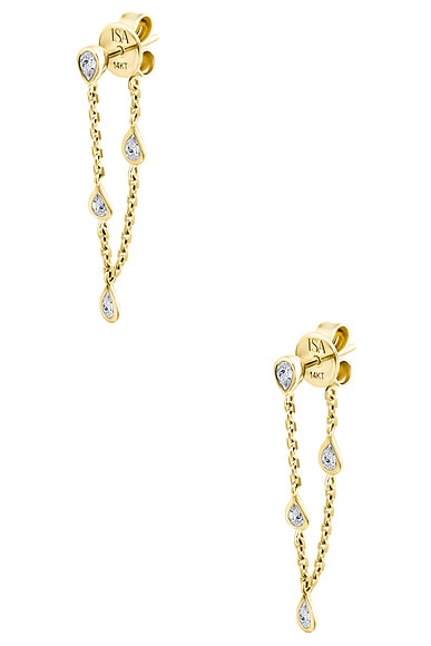 Teardrop Chain Stud Earrings