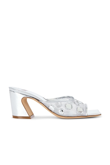 IZIE Chester Mule in Silver Mesh & Silver Specchio