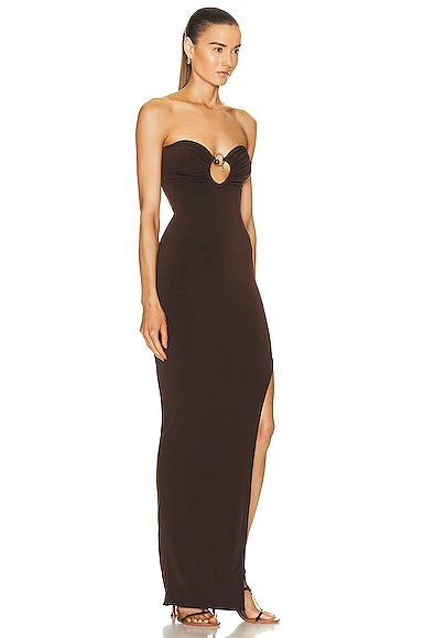 Shop Jade Cropper Strapless Maxi Dress In Dark Brown
