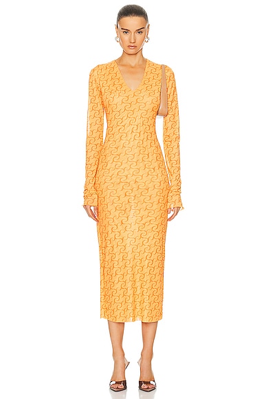 Jade Cropper Long Sleeve Logo Dress in Logo Orange