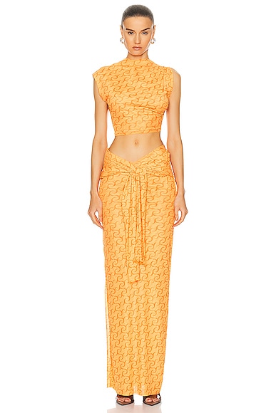 Shop Jade Cropper Long Sleeve Logo Dress In Logo Orange