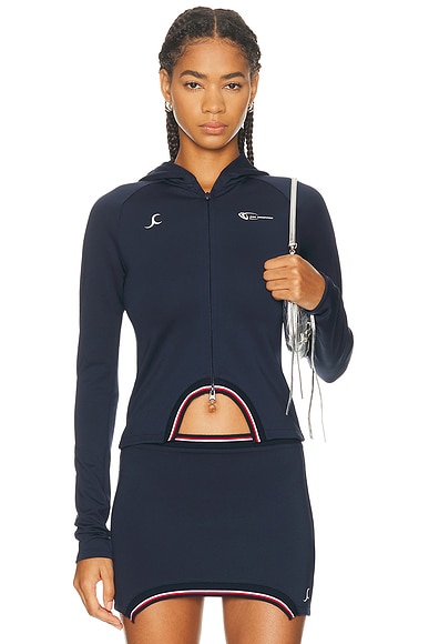 Jade Cropper Hooded Top in Dark Navy