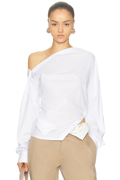 Jade Cropper Open Shoulder Top in White