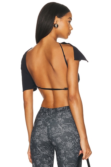 Jade Cropper Open Back T-Shirt in Black