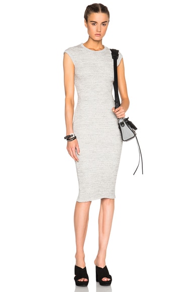 【JAMES PERSE】フリル cotton-blend jersey ミディ ドレス JAMES PERSE Ribbed Cotton-Blend Midi Dress in Gray | endource