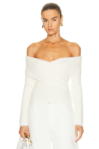 JONATHAN SIMKHAI STANDARD Aiden Off The Shoulder Sweater in Ivory