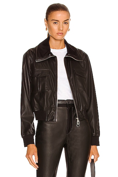 Zoey Vegan Leather Bomber Jacket