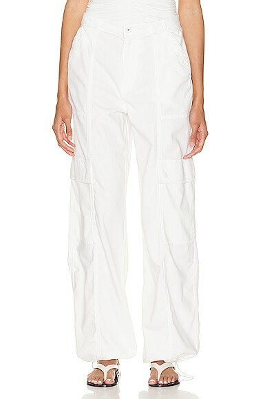 Shop Jonathan Simkhai Standard Calista Denim Shirting Utility Pant In White