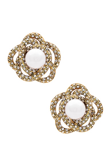 Jennifer Behr Loren Earrings in Crystal Antique Gold