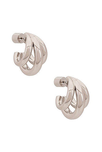 Jennifer Fisher Triple Lilly Micro Huggie Earrings in Silver