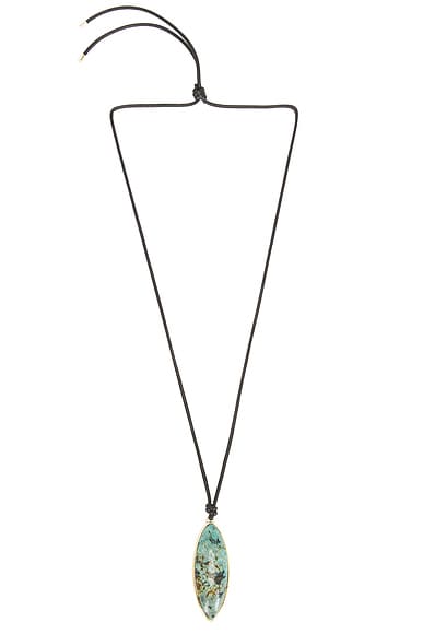 Jennifer Fisher Dagger Cord Long Pendant Necklace in African Turquoise & Gold