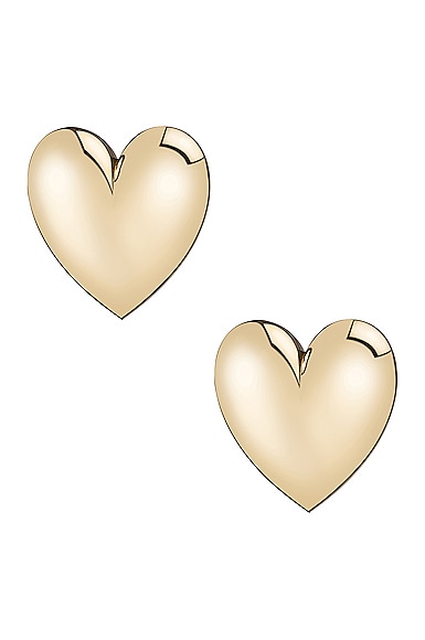 Puffy Heart Earrings in Metallic Gold