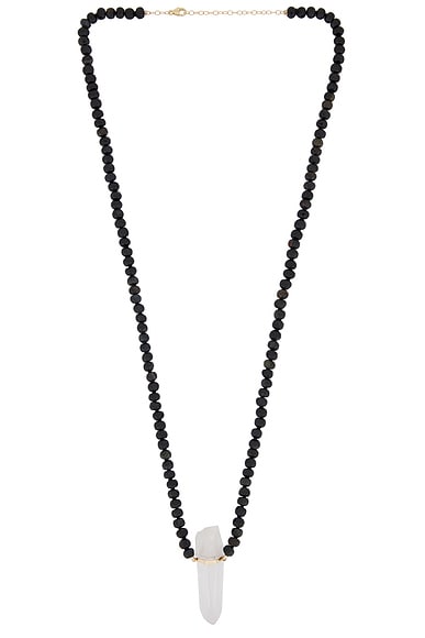 Jia Jia Tigers Eye Crystal Quartz Charm Necklace in Black
