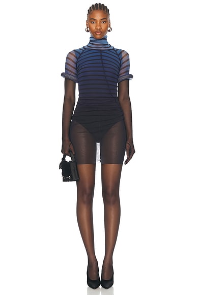 Jean Paul Gaultier 3d Collar Short Dress in Black, Navy, & Light Blue