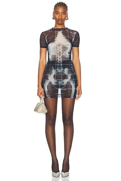 Jean Paul Gaultier Squeletor Short Dress in Black, Navy, & Light Blue