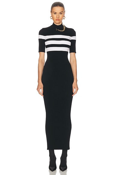Jean Paul Gaultier Striped Long Dress in Black & White