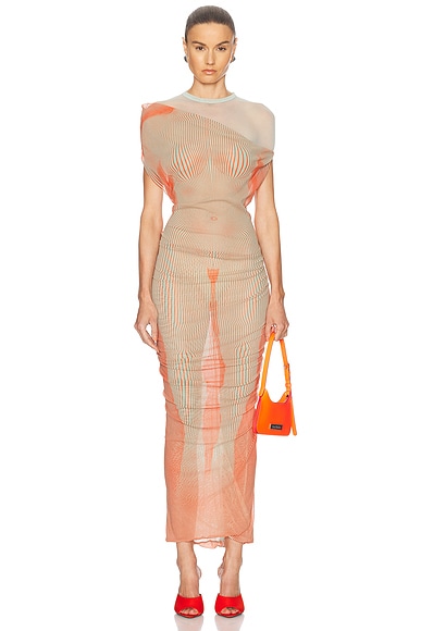 Pinstripe Body Morphing Long Dress