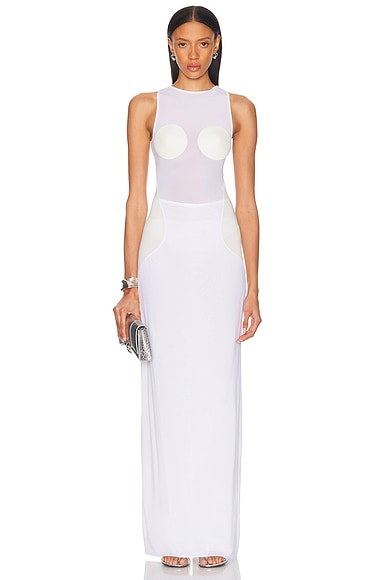 Jean Paul Gaultier Long Dress in Optic White & Ecru