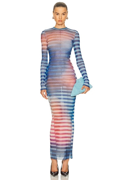 Jean Paul Gaultier Air Long Dress in Light Blue, Blue, & Peach