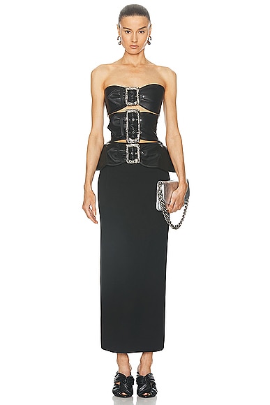 Shop Jean Paul Gaultier Mix Buckle Long Dress In Black