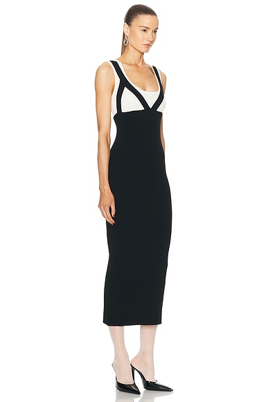 Shop Jean Paul Gaultier Bicolor Long Dress In White & Black